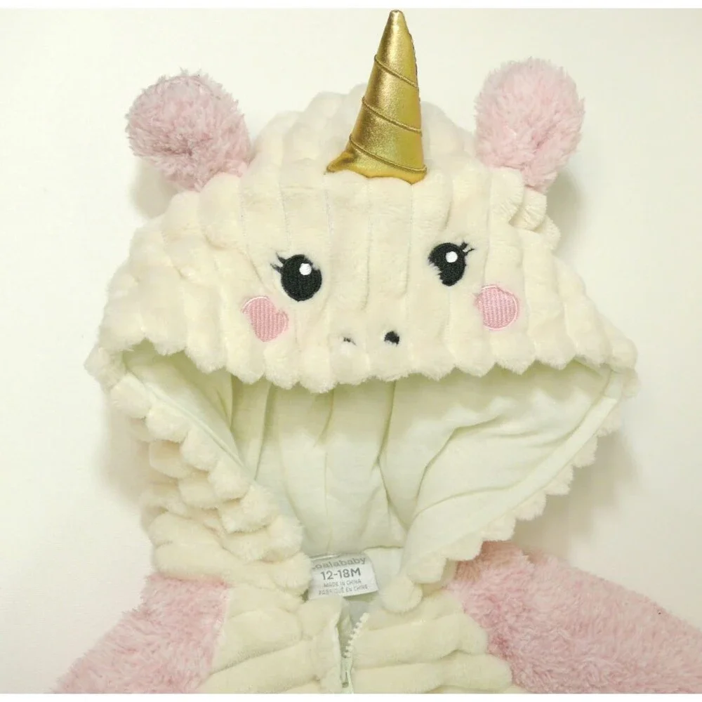 NEW Koala Baby Unicorn Hooded Plush Pink off White Pram Sack Sleeper 12-18M |